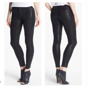 J BRAND Tabitha Coated Moto Black Lacquered Womens Skinny Jeans 29